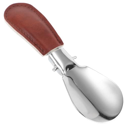 Folding Shoehorn with Fake Leather Case Portable Stainless Steel