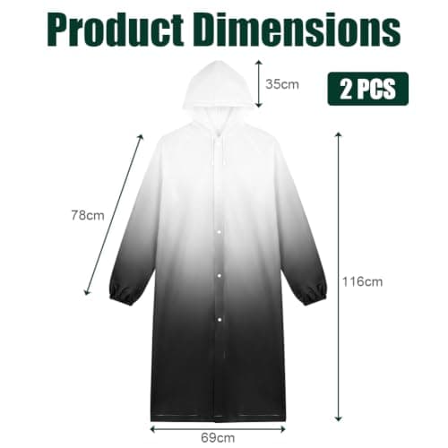 HOTUT Rain Poncho Raincoats for Adults, 2 Pack EVA Rain Poncho, Reusable Rain Jacket Rainwear with Hoods and Sleeves, Waterproof for Emergency,Camping, Hiking Travel, Amusement Parks, Festival Mac — view 2