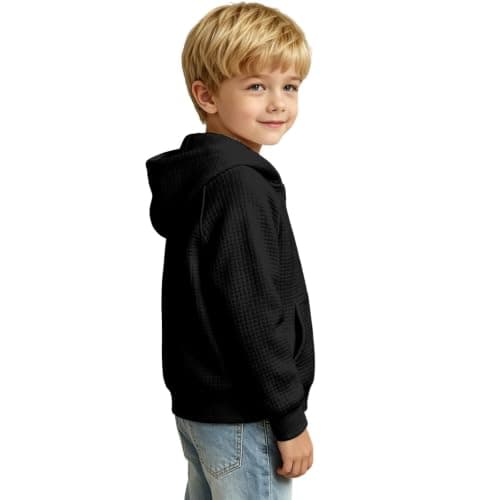 Teen Boys Back To School Jacket Kids Full Zip Hoodies Sweatshirt Coat Black — view 2