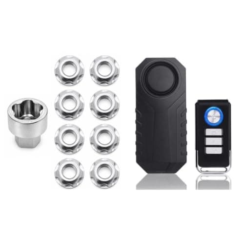 8 x Fits Tent Box/Roof Tent Anti-Theft Nuts Tamperproof Locking Nuts + 113db Security Alarm Set (8 x Economy Security Nuts + 113Db MotionSense Alarm)