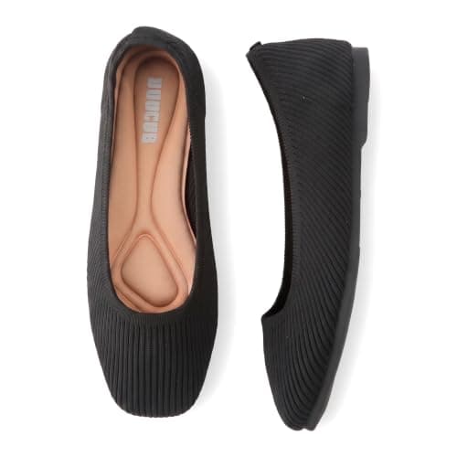 DUUCUB Women's Flats Shoes Women Comfortable Dress Shoes Squared Toe Flats Ballet Mesh Knit Flat Dressy Slip on Business Casual Shoes for Women Black Size 7 — view 4