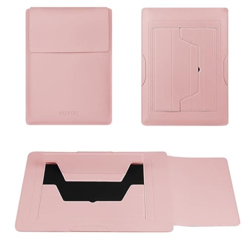HoYiXi 15.6" Laptop Sleeve Case PU Leather with Stand Compatible with MacBook Pro 16/15.4'' MacBook Pro 15, Mac Air 15,16'' Laptop Bag for Dell, Acer, Asus,15-16'' laptop case,Pink — view 2