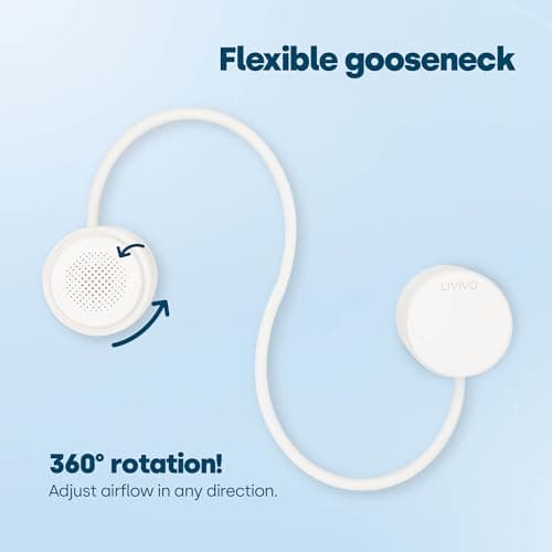 LIVIVO Retractable Neck Fan - 1600mAh Rechargeable Portable Neck Fan with 3 Speeds, Hands-Free Wearable Fan, 360° Airflow, Foldable Design & Upto 5Hr Battery for Travel, Festivals, Walking, Gym — view 3