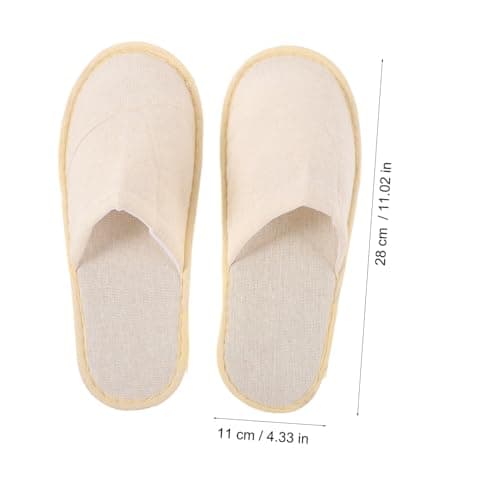AUTSUPPL 6 Pairs Foldable Travel Slippers Cotton Linen Khaki — view 4
