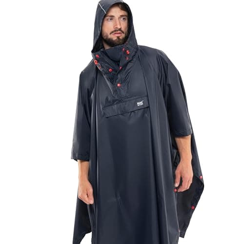 Mac in a Sac - Poncho - Packable Waterproof Cape for Men & Women - Lightweight and Breathable Rain Jacket with Hood that Packs into its own Bag - Navy - One-Size — view 4
