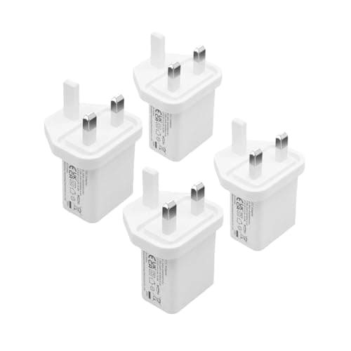 UKCA Certified 4PCS 5V 2A USB Portable Charger, AC DC Adapter Universal Travel USB-A Wall Plug for Phones, Tablets, Bluetooth Speakers, Smart Watches, MP3 Players, Headphones, and More-White