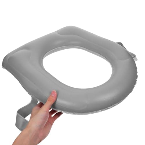 IFANLANDOR Inflatable Toilet Seat Riser for Travel and Outdoor Camping for Elderly Soft PVC Cushion Pad with Anti-Slip Suction Cups Easy to Clean Portable Seat Cushion — view 4