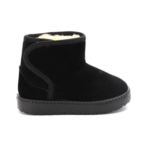 AMhomely Fleece Lined Kids Snow Boots-Boys Girls Winter Suede Boots,Anti-Slip,Adhesive Buckle,Thicken Warm Walking Shoes for Outdoor Hikling Camping Travel A Black 9 — view 6
