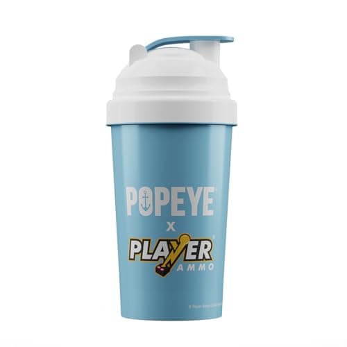 Player Ammo X POPEYE | Officially Licensed Limited Edition 600ml Full-Colour Shaker | Made in the UK | BPA-Free Mixer Bottle with Mesh System for Smooth Mixing — view 2