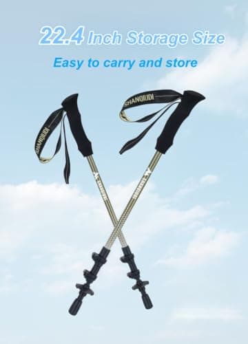 Carbon Fiber Hiking Poles,Ultralight Collapsible Trekking Sticks,120cm Compact Folding Walking Sticks,Non Slip Backpacking Travel Poles,5.47oz Lightweight Hiking Cane (beige) — view 5