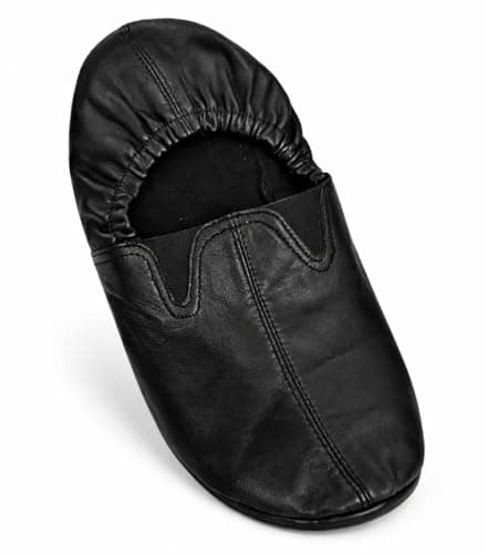 Genuine Sheepskin Leather Slip-On Socks for Men & Women – Fleece Lined House Socks, Soft Indoor Slippers for Yoga, Dance, Camping, Fishing & Travel (UK, Alpha, XXL,Black) — view 3
