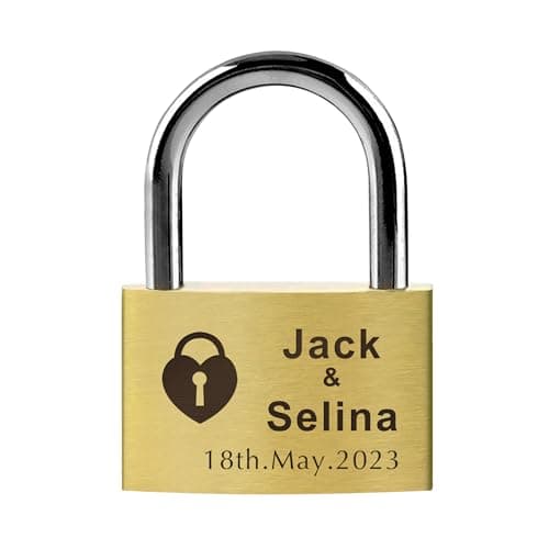 Personalised Padlock Engraved Padlock Love Lock Personalised Locks for Her Him Girls Couples Lover Anniversary Wedding Gifts for Christmas Large Love Lock for Travel Trip Valentines9(Design 1)