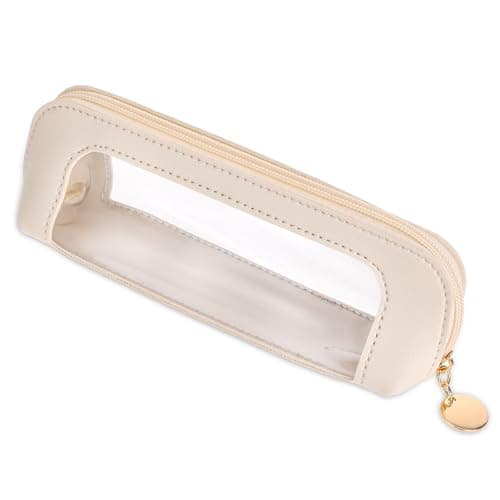 Small Clear Makeup Bag, PU Leather Travel Makeup Brush Case