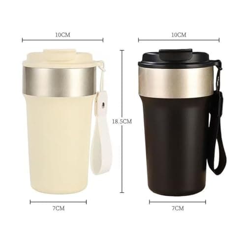 Maideduo Insulated Travel Mug 510ml,Leakproof Stainless Steel Thermal Coffee Cup with Carry Strap, 3 Drinking Modes, Keeps Hot/Cold for Hours, Car Office Commute Mug, Gift Idea(red) — view 2