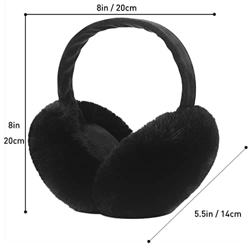 IHCEMIH Ear Muffs, Women Earmuffs Winter Accessories Fluffy Plush Foldable Adults Outdoor Thermal Ear Warmer Skiing Running Ears Covers Protector from Wind Cold Ladies Fashion Gift 2 Pack Grey Black — view 2