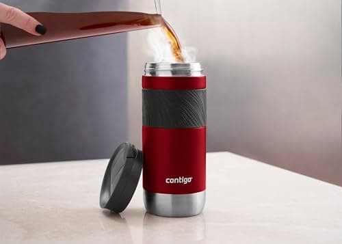 Contigo Travel Mug Byron, Stainless Steel Thermal-Mug, Insulated Coffee to go Cup, 100% Leakproof, Keeps hot for 7 Hours, Dishwasher Safe lid, Red — view 5