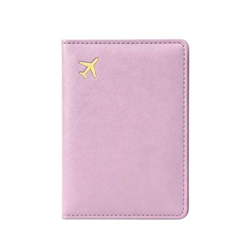 Pebipoo Passport Holder Travel Wallet,Boarding Pass and ID Card Leather Passport Wallet for Women and Men (Purple)