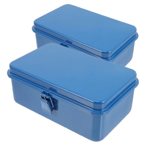 2pcs Mini Metal Tool Box Storage System, Portable Iron Box with Handle