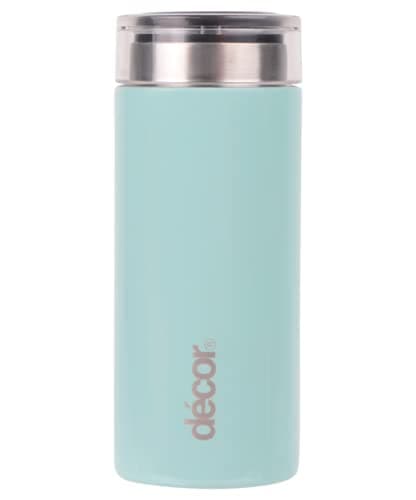 Décor Double Wall Stainless Steel Travel Mug - Keeps 4 Hours Hot - 12 Hours Cold - Car Cup Holder Compatible - Removable Screw Top Lid - 200ml Mint.
