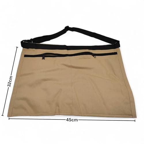 6 Pocket/4 Pocket Market Trader Money Belt | Denim Trader Belt | Money Apron | Traders Adjustable Waist Strap Anti-Theft Wallet Apron Pouch for Restaurants Festivals Fetes (4 Pocket-Khaki) — view 2