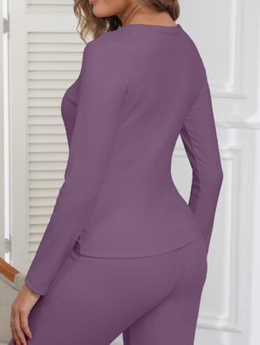 IWOLLENCE Thermal Long Sleeve Top Women (Purple, M) — view 2