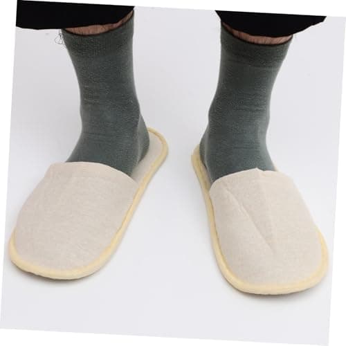 AUTSUPPL 6 Pairs Foldable Travel Slippers Cotton Linen Khaki — view 5