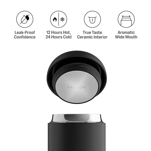 Fellow Carter Travel Mug 355 ml - Ceramic-Lined, Leak-Proof, Matte Black — view 2
