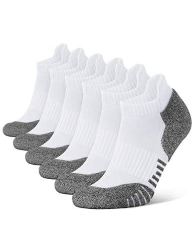 CLOSEMATE 6 Pairs Sport Trainer Ankle Socks for Men(6White,Size XL)