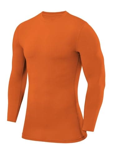 PowerLayer Compression Tops for Men Base Layers Men's Running Top Thermal Shirt - Orange, XL