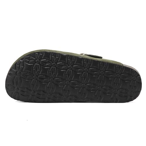Polar Women’s Slip-On Clogs with Cork Footbed, Faux Suede Upper and Adjustable Strap, Comfortable Indoor Outdoor Casual Shoes - Olive 6 UK — view 6