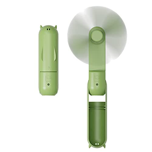 Hand Held Fan, Portable USB Rechargeable Mini Handheld Cooling Device, Folding Design, Battery Driven With Mobile Power Supply for Home Travel Outdoor (Green)