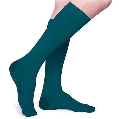 FitLegs - Open-Toe Compression Stocking - 18mmHg AES DVT Prevention - Below Knee, Medium, Green