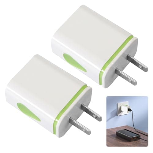 2 PCS UK to USA Plug Adapter with Dual USB Ports,Compact Design UK to US Plug Adaptor (2.1A Fast Charge) for US/Canada/Mexico Travel,Compatible with iPhone/Samsung/Etc