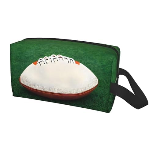 ZhRiYan Travel Cosmetic Bag â€“ Reusable Dopp Kit with White Rugby Ball Full-Sided Print for Toiletry, Makeup, Accessories, and More, White, One Size, White, One Size — view 2