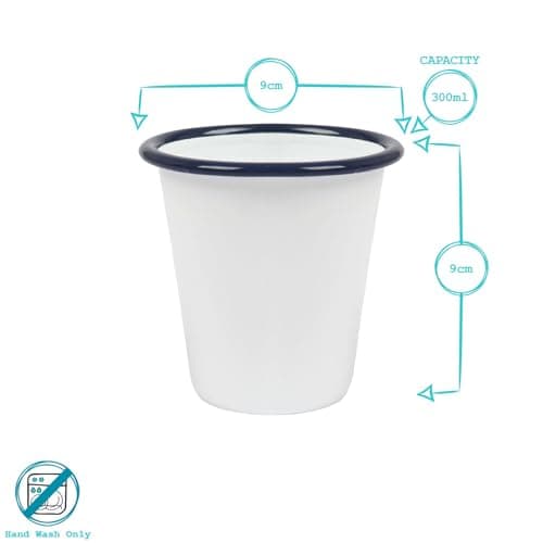 Argon Tableware Enamel Tumblers - 300ml - Blue - Set of 2 Metal Drinking Cup Teacup Coffee Tumbler Set Hot, Cold Drinks Cups for Home, Kitchen, Dining, Travel, Camping, Hiking & Outdoor Use — view 3