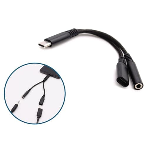 AJPARTS UK USB-C to 3.5mm Jack + Charging Splitter Cable – Short Adapter for Headphones + Power – Ideal for Travel, Car, Work & Gaming – 13.5cm BLACK (10 Pack) — view 2
