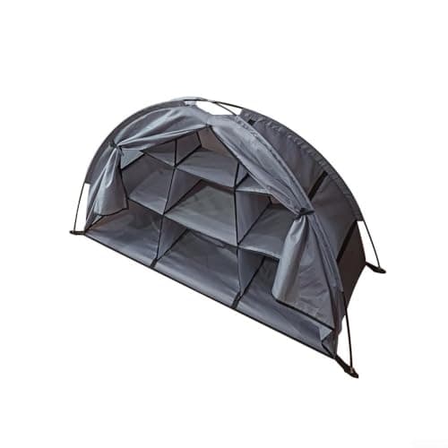 Camping Shoes Storage Organizer, 9-Shelf Collapsible Tent Clothes Rack with Sturdy Boards, Space Saving for RV Camping Hiking(grey) — view 2
