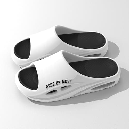 Men's Quick-Dry Indoor Outdoor Slippers with Non-Slip Rubber Sole, Breathable Mesh Upper for Home, Yard, or Travel, Soft Massage Insole for All-Day Comfort, Machine Washable (White, 7.5) — view 5