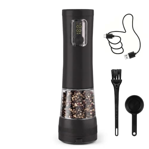 Electric Salt and Pepper Grinder Set,2 Pack Rechargeable Automatic(Black-A)