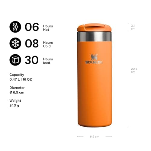 Stanley 1913 Aerolight Transit Travel Mug 0.47L - Keeps 6 Hours Hot - 8 Hours Cold - Dishwasher Safe - Leakproof - Car Cup Holder Compatible - Insulated Coffee Cup - Goldenrod Coral — view 2