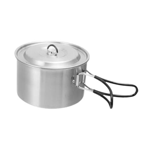 perfk Camping Jar Stockpot Compact Practical Light with Cover Covering Kitchen Pot for Travel Trips, Double Handle