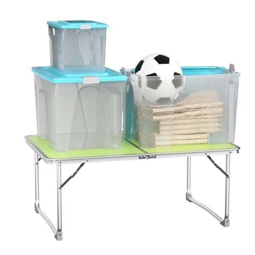 2ft Folding Table Heavy Duty Camping Table, for Lap Standing Desk, Portable Picnic Tables with Carry Handle, with Load Capacity for Outdoor Camping, Indoor Office Use, L60 x W40 x H26 cm, Green — view 4