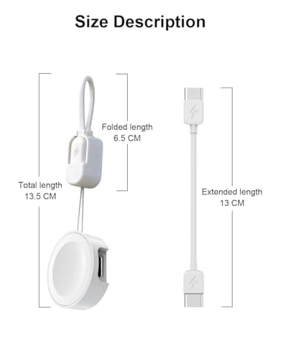 Charger for Apple Watch USB C, 5W Magnetic Wireless Fast Charging iWatch Charger Type C Travel Keychain for iWatch Series Ultra 3/11/10/9/8/7/6/SE3/SE2/5/4/3/2 Portable White with USB C Cable — view 5