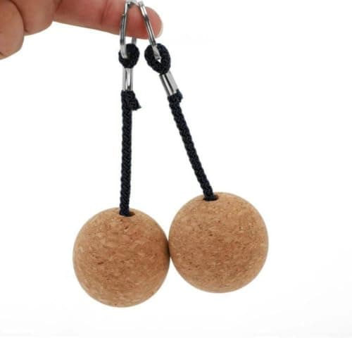 MUWWOEE 2 PCS Floating Cork Keyrings, 53mm Floatable Wooden Ball Key Chain, Cork Keyring Float, Floating Keyring, for Swimming Diving Fishing Canoeing Sailing Kayaking Marine Boat — view 3
