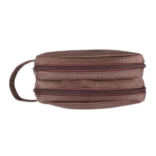 Personalized Travel Toiletry Bag for Men & Women | Water Resistant Nylon Makeup & Shaving Organizer | Multipurpose Cosmetic Pouch, Pencil Case & Travel Storage Bag. (Brown) — view 6