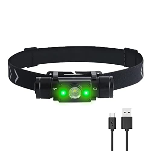MLOEVF LED Headlamp 7 Modes Type-C USB Rechargeable Waterproof, Green