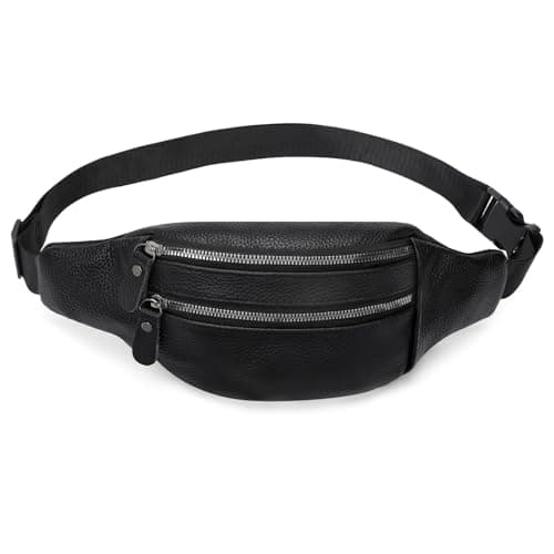 GAEKEAO Bum Bag Fanny Pack for Women Men Genuine Leather Waist Bags for Running Sport Hiking Travel