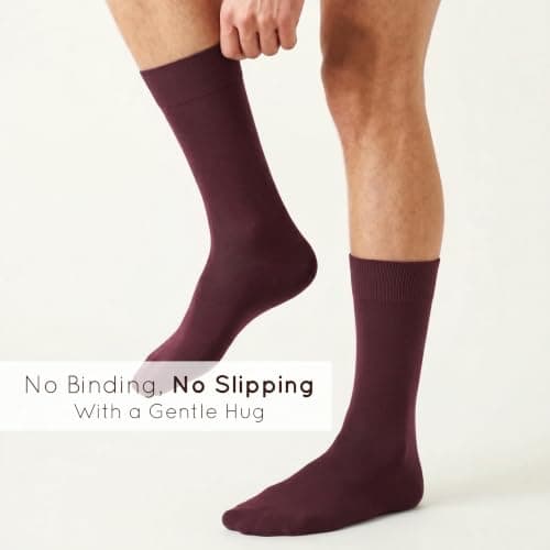 Mysocks Finest Cotton Dress Socks for Men Women - Super Soft Breathable Plain Burgundy Crew Socks for Business Casual Looks Burgundy 7-11 — view 3