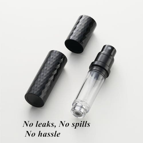 Aurdox Perfume Atomiser, Refillable & Travel Size Perfume Bottle with Bottom Pump, Leaking Proof, Luxurious Diamond Design, Mini Small Spray Bottles for Women and Men, 5ml (Black) — view 4