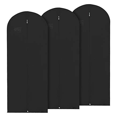 Hangerworld Breathable 60" (152cm) Dress Covers with Secret Internal Zipped Pocket, Pack of 3, Black